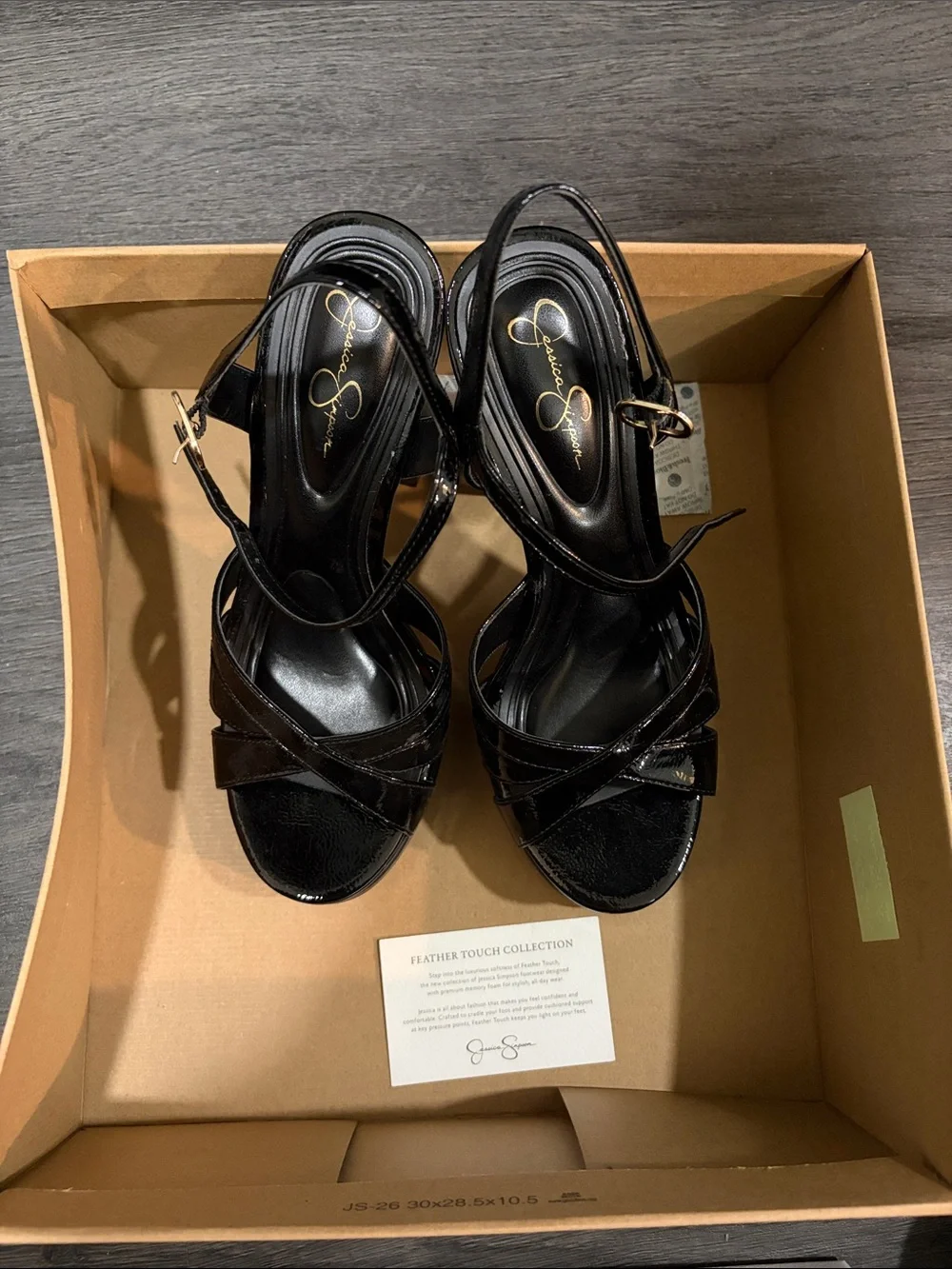 Jessica Simpson Black Patent Crisscross Ankle-Strap Heels